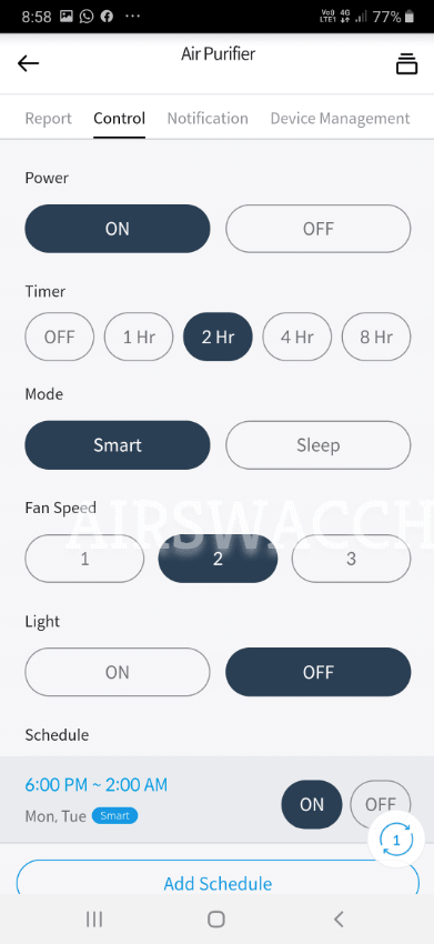 Power Timer Mode Fan Speed Light