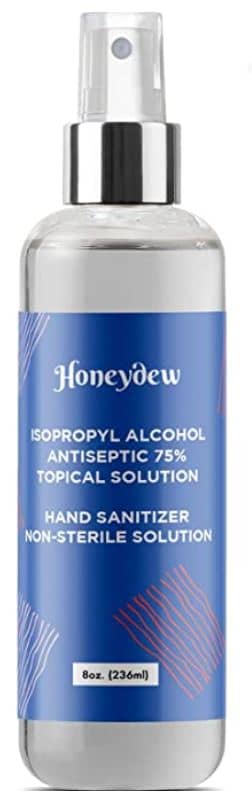 Honeydew Best hand sanitizer spray with no scent and 75 percent alcohol