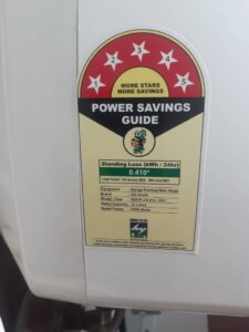 AO Smith SDS Green geyser power efficiency BEE rating 5 star India